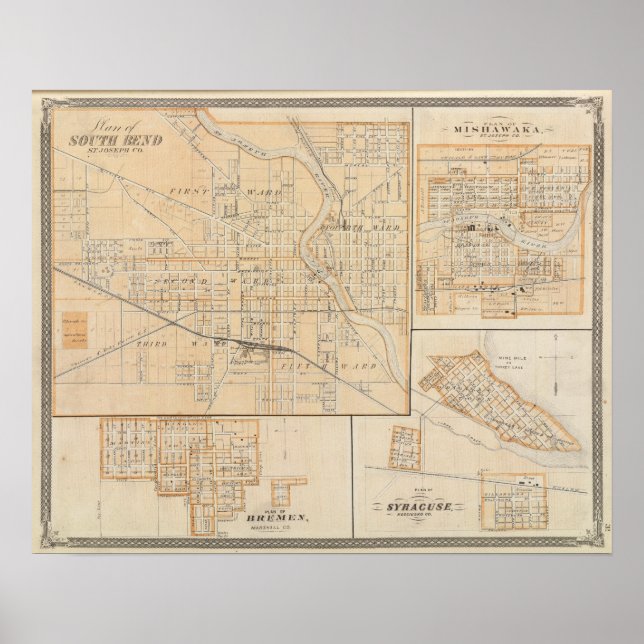 Plan des Südens mit Mishawaka Poster (Vorne)