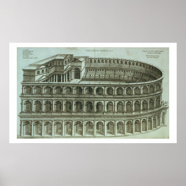 Plan des Theaters von Marcellus, Rom, 1558 (engr Poster (Vorne)