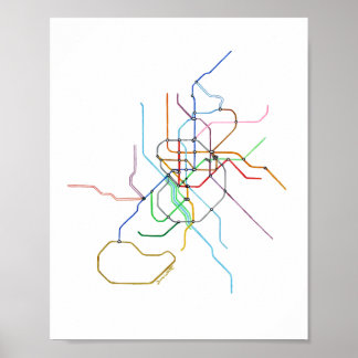 Plan du métro de Madrid Espagne Impression d'art