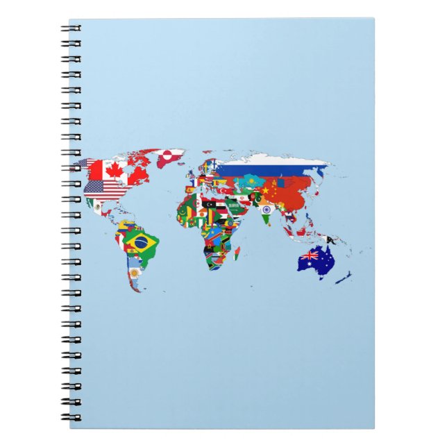 Plan du monde des drapeaux Carnet photo spirale (Devant)