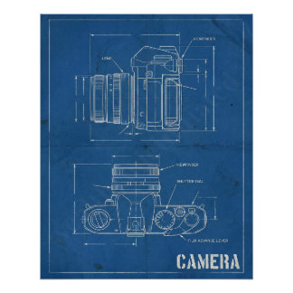 Plan d'un appareil photo vintage – Art mural rétro