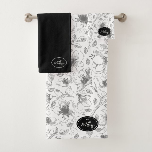Plan floral esquissé Motif gris/Wht ID939 (En situation)