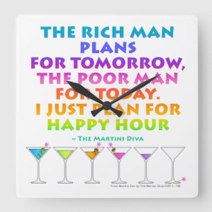 PLAN FOR HAPPY HOUR WALL CLOCK QUADRATISCHE WANDUHR