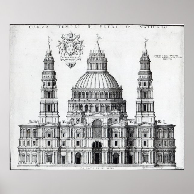 Plan für St. Peter's, Rom, 1539 Poster (Vorne)