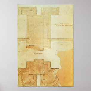 Plan of the drum of the cupola of the Church Poster