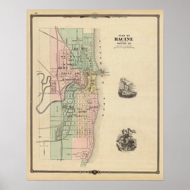 Plan Racine, Sitz des Landkreises von Racine Co Poster (Vorne)