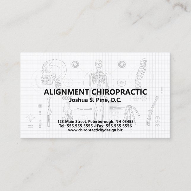 Plan Skeletal Chiropractic Nomination Cartes (Devant)