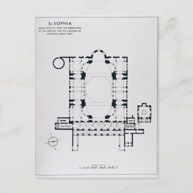 Plan, um die Ausrichtung des Narthex zu zeigen Postkarte (Vorderseite)