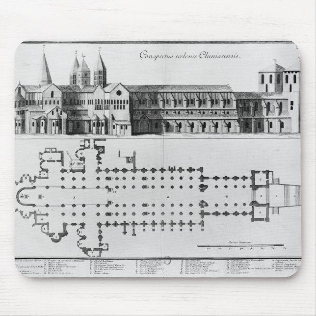 Plan und Aufzug von Cluny Abtei Mousepad (Vorne)