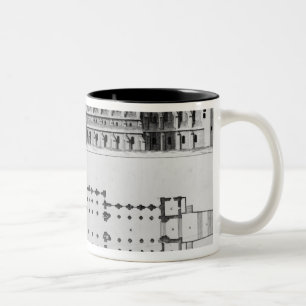 Plan und Aufzug von Cluny Abtei Zweifarbige Tasse