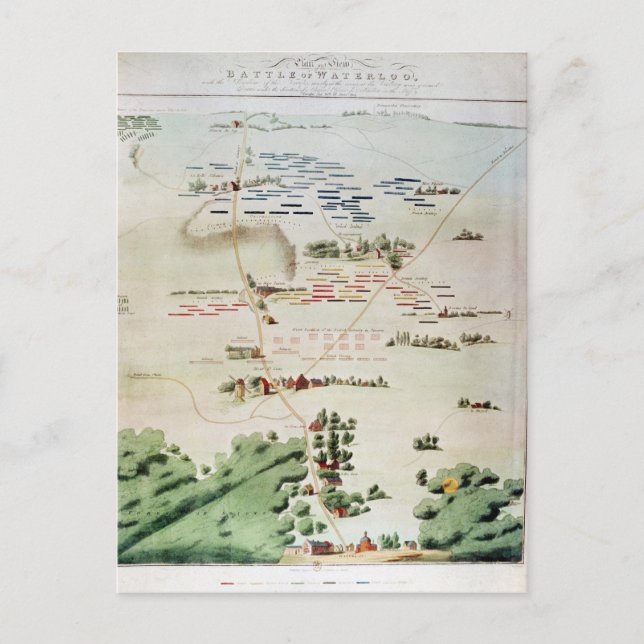 Plan und Aussicht auf die Schlacht von Waterloo Postkarte (Vorderseite)
