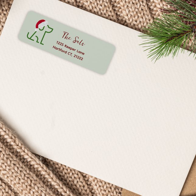 Plan vert Chien avec Étiquette de adresse de Santa (Your holiday cards are sent with these custom address labels. Adds a festive personal touch.)