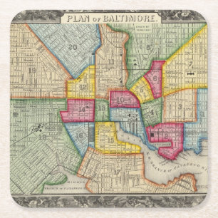 Plan von Baltimore Rechteckiger Pappuntersetzer