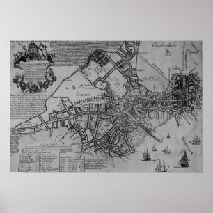 Plan von Boston, New England, 1739 Poster