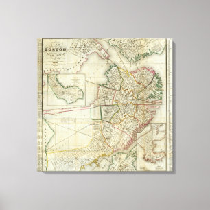 Plan von Boston und von Charleston Leinwanddruck
