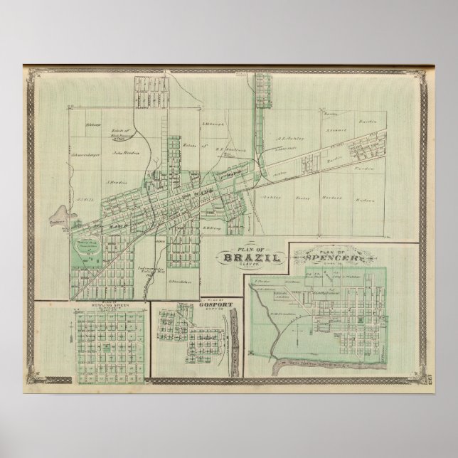 Plan von Brasilien, Clay Co mit Bowling Green Poster (Vorne)
