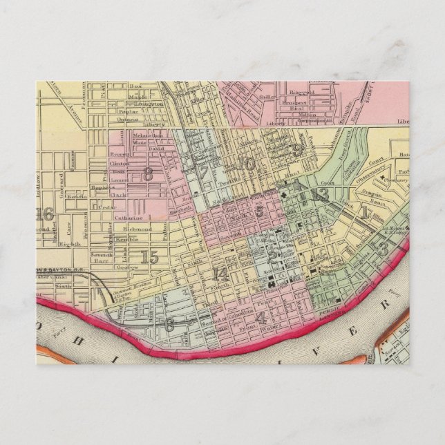 Plan von Cincinnati und Vicinity Postkarte (Vorderseite)