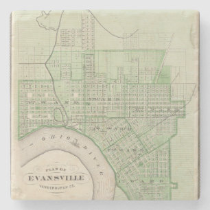Plan von Evansville, Vanderburgh Co Steinuntersetzer