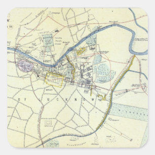 Plan von Lucknow Operationen zeigend Quadratischer Aufkleber