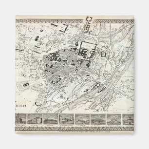 Plan von München - 1844 Vintage Bildkarte Magnet