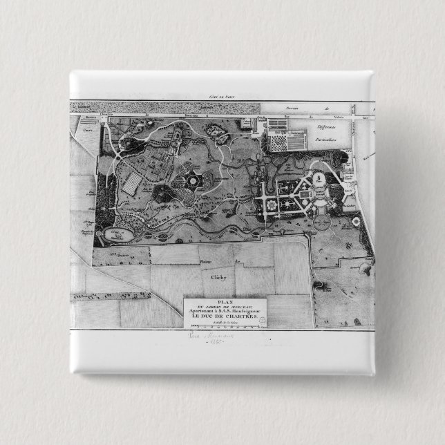 Plan von Parc Monceau in Paris Button (Vorderseite)