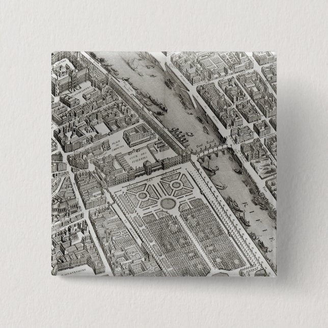 Plan von Paris, bekannt als 'Plan de Turgot' Button (Vorderseite)