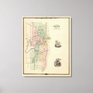 Plan von Racine, Landkreissitz von Racine Co Leinwanddruck