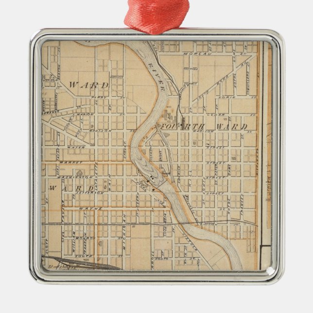 Plan von South Bend mit Mishawaka Ornament Aus Metall (Vorne)