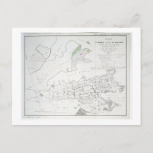 Plan von Sydney mit Pyrmont, New South Wales, Postkarte