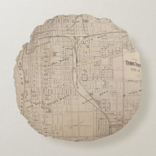Plan von Terre Haute, Vigo Co Rundes Kissen