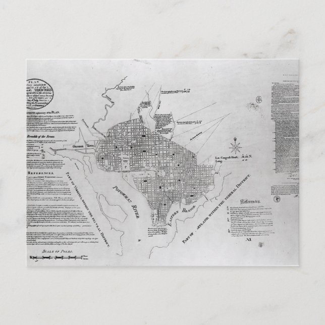 Plan von Washington D.C. Postkarte (Vorderseite)