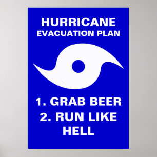 Plan zur Evakuierung des Hurrikans 1. Bier 2. Lauf Poster