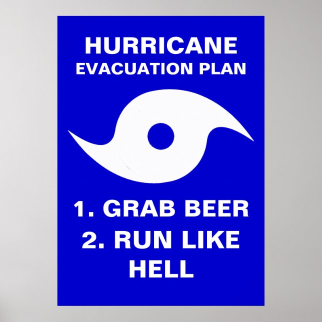 Plan zur Evakuierung des Hurrikans 1. Bier 2. Lauf Poster (Vorne)