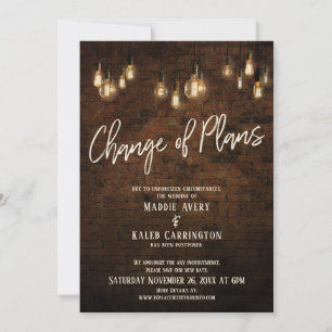 Planänderung Edison-Lichter-Hochzeit aufgeschoben Einladung