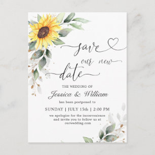 Planänderung Elegante Sonnenblumen Florale Hochzei Postkarte