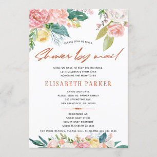 Planänderung rosa Blumen-Babyshower per Post Einladung