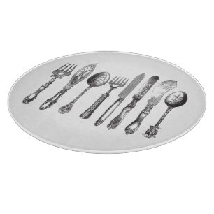 Planche À Découper 1800s blancs de couteau de cuillère de fourchette