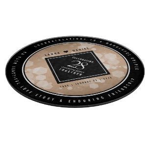 Planche À Découper 28e anniversaire du Mariage de lin élégant