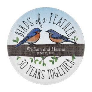 Planche À Découper 30e anniversaire de Mariage, Bluebirds of a Feathe