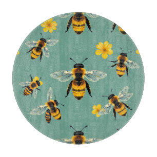 Planche À Découper Abeille Bourdon Aquarelle Nid d'abeille Réaliste