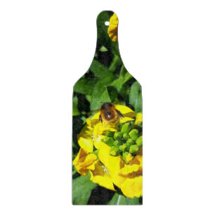 Planche À Découper Abeille sur Fleurs Jaunes