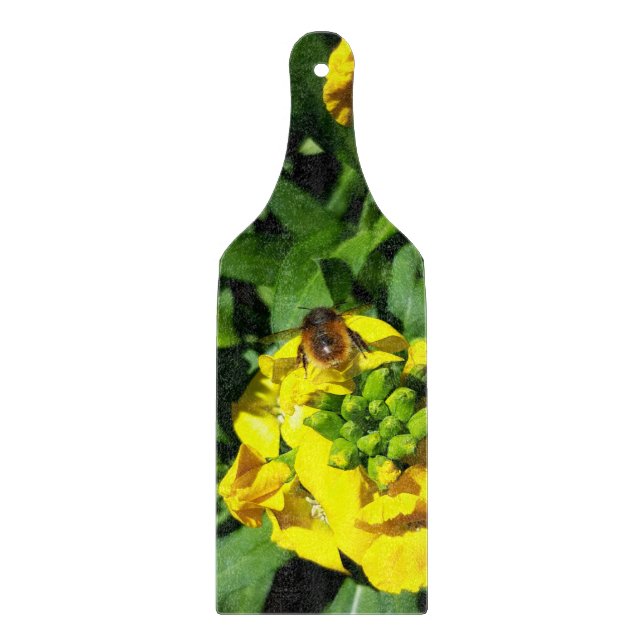 Planche À Découper Abeille sur Fleurs Jaunes (Devant)