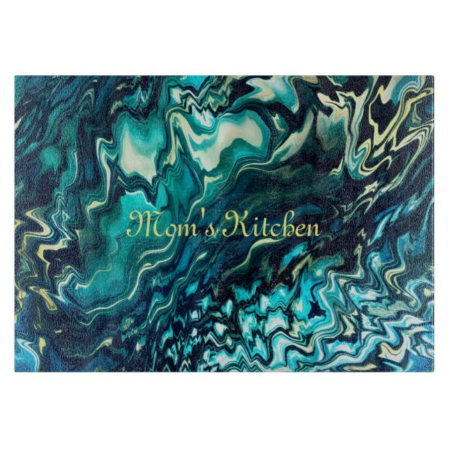 Planche à découper Abstrait Aqua Turquoise sur mes (Devant)