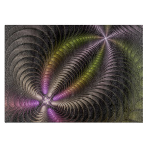 Planche À Découper Abstrait brillant Trippy coloré 3D Fractal Art
