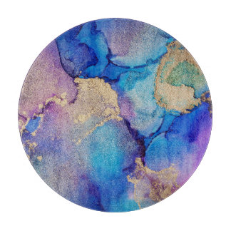 Planche À Découper Abstrait coloré : Peinture à l'huile texturée.