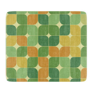 Planche À Découper Abstrait de milieu de siècle vert orange jaune