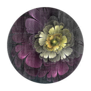 Planche À Découper Abstrait Purpur moderne Khaki Gris Fleur fractale 