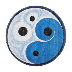 Planche À Découper Abstrait Yin Yang : Moderniste Bleu & Blanc