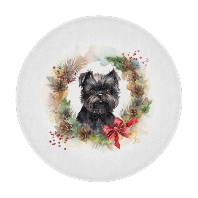 Planche À Découper Affenpinscher Christmas Wreath Festive Pup (Devant)