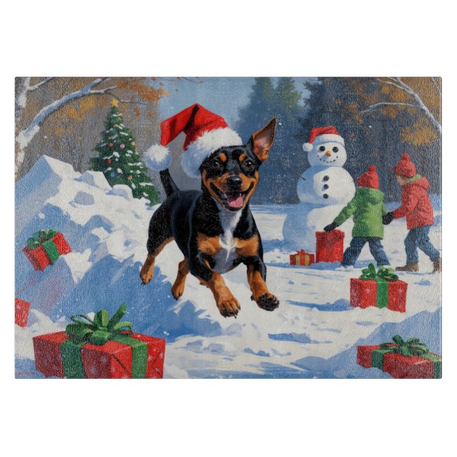 Planche À Découper Affenpinscher Festive de Noël Scène de neige (Devant)